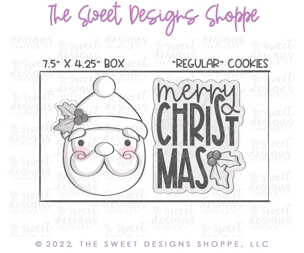 Cookie Cutters - Holly Merry Christmas Set - 3 Piece Set - Cookie Cutters - The Sweet Designs Shoppe - - ALL, Christmas, Christmas / Winter, Christmas Cookies, Cookie Cutter, Mini Set, Mini Sets, Plaques, PLAQUES HANDLETTERING, Promocode, regular sets, SantaSet006, set, sets