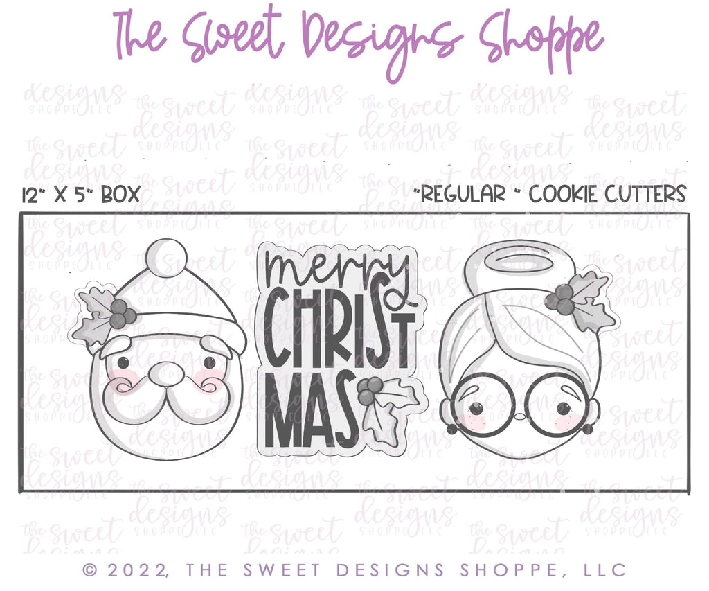 Cookie Cutters - Holly Merry Christmas Set - 3 Piece Set - Cookie Cutters - The Sweet Designs Shoppe - TSDS - - ALL,Christmas,Christmas / Winter,Christmas Cookies,Cookie Cutter,Mini Set,Mini Sets,Plaques,PLAQUES HANDLETTERING,Promocode,regular sets,SantaSet006,set,sets