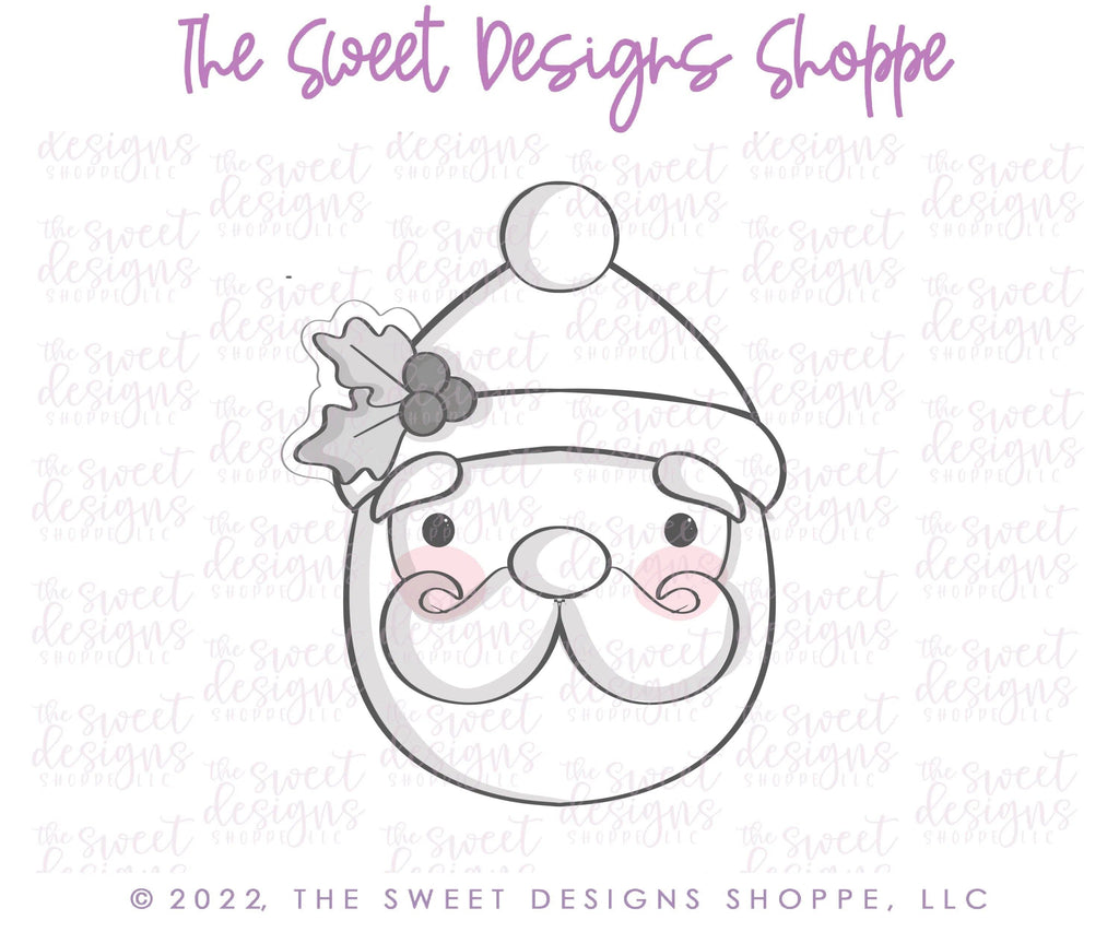 Cookie Cutters - Holly Santa Face - Cookie Cutter - The Sweet Designs Shoppe - - ALL, Christmas, Christmas / Winter, Christmas Cookies, Cookie Cutter, groovy, home, Promocode, Santa, Santa Face