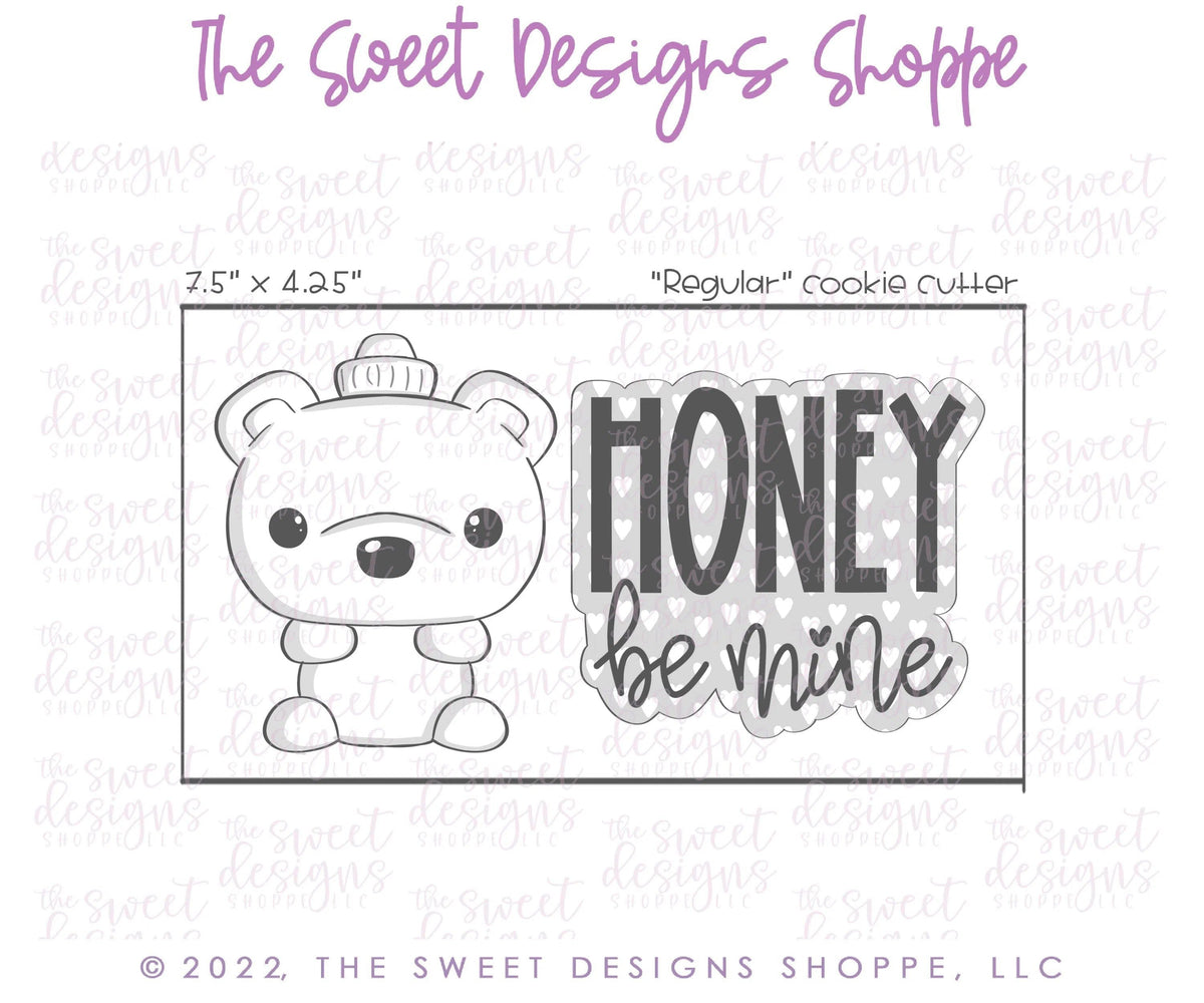 Cookie Cutters - Honey be Mine & Bear Cookie Cutters Set - 2 Piece Set - Cookie Cutters - The Sweet Designs Shoppe - TSDS - - ALL,Animal,Animals,Animals and Insects,Cookie Cutter,Lady Milk Stache,Lady MilkStache,LadyMilkStache,Mini Set,Mini Sets,Promocode,regular sets,set,sets,valentines