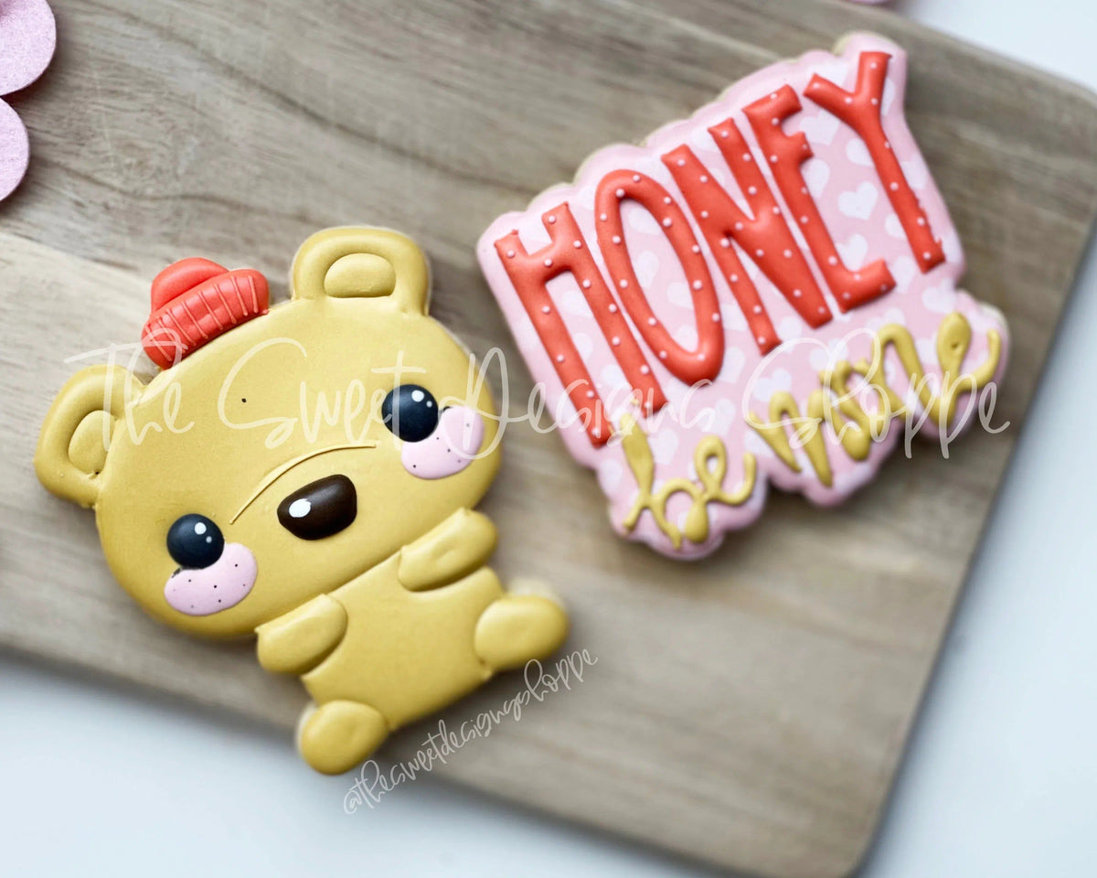 Cookie Cutters - Honey be Mine & Bear Cookie Cutters Set - 2 Piece Set - Cookie Cutters - The Sweet Designs Shoppe - TSDS - - ALL,Animal,Animals,Animals and Insects,Cookie Cutter,Lady Milk Stache,Lady MilkStache,LadyMilkStache,Mini Set,Mini Sets,Promocode,regular sets,set,sets,valentines