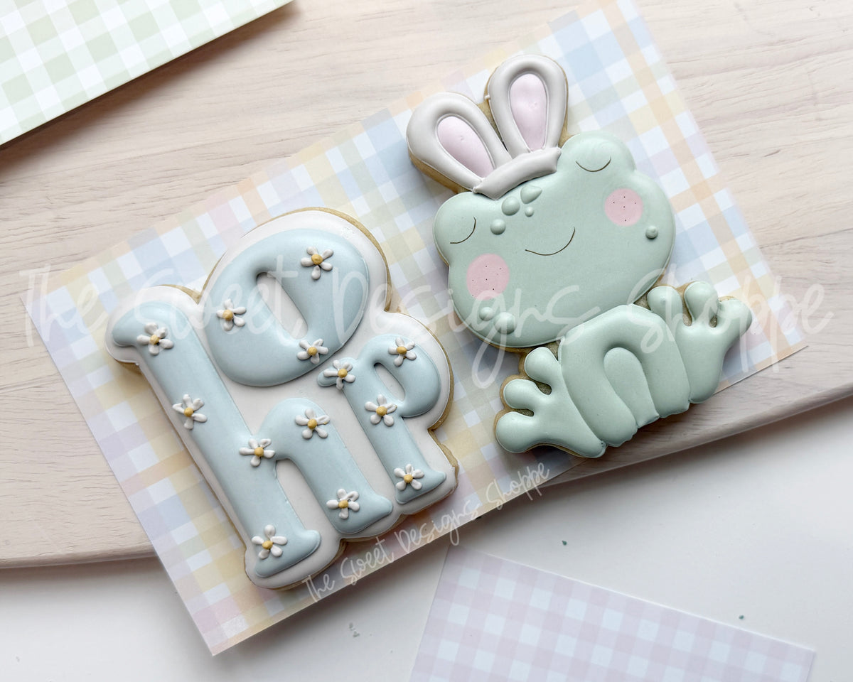 Cookie Cutters - Hop Frog & Plaque Set - Set of 2 - Cookie Cutters - The Sweet Designs Shoppe - TSDS - - ALL,Animal,Animals,Cookie Cutter,Easter,Easter / Spring,PLAQUES HANDLETTERING,Promocode,regular sets,set,STL