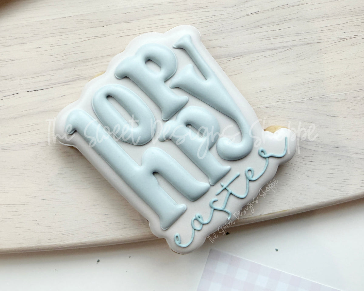 Cookie Cutters - hoppy easter Plaque - Cookie Cutter - The Sweet Designs Shoppe - TSDS - - ALL,Cookie Cutter,Easter,Easter / Spring,handlettering,Plaque,Plaques,PLAQUES HANDLETTERING,Promocode,STL