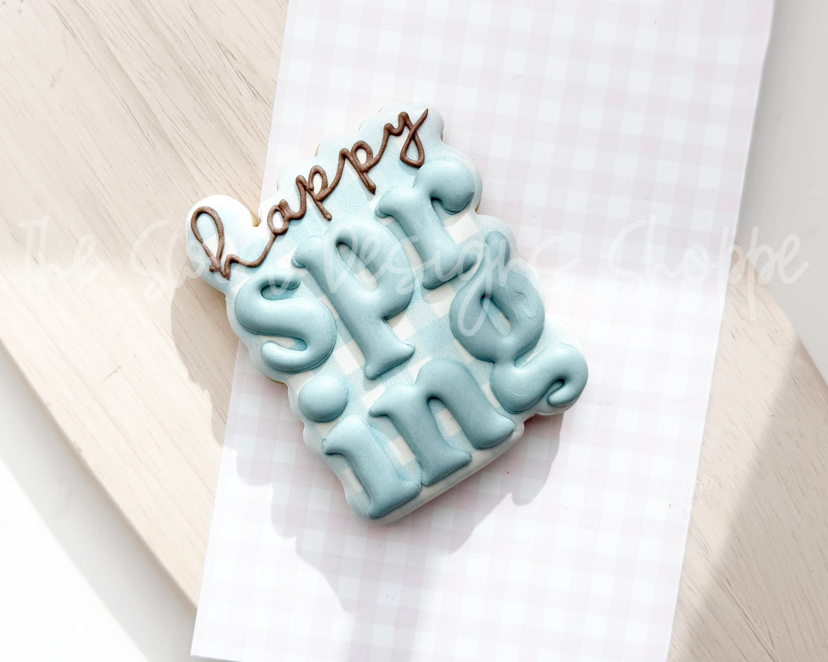 Cookie Cutters - hoppy SPRING Plaque - Cookie Cutter - The Sweet Designs Shoppe - TSDS - - ALL,Cookie Cutter,Easter / Spring,handlettering,Happy Spring,Plaque,Plaques,PLAQUES HANDLETTERING,Promocode,Spring,STL