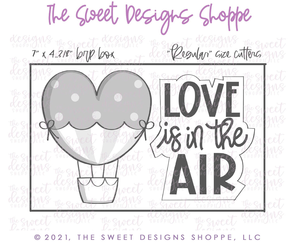 Cookie Cutters - Hot Air Balloon and Love is in the Air Plaque Set - 2 Piece Set - Cookie Cutters - Sweet Designs Shoppe - - ALL, Cookie Cutter, Mini Set, Mini Sets, Promocode, regular sets, set, sets, valentine, valentines