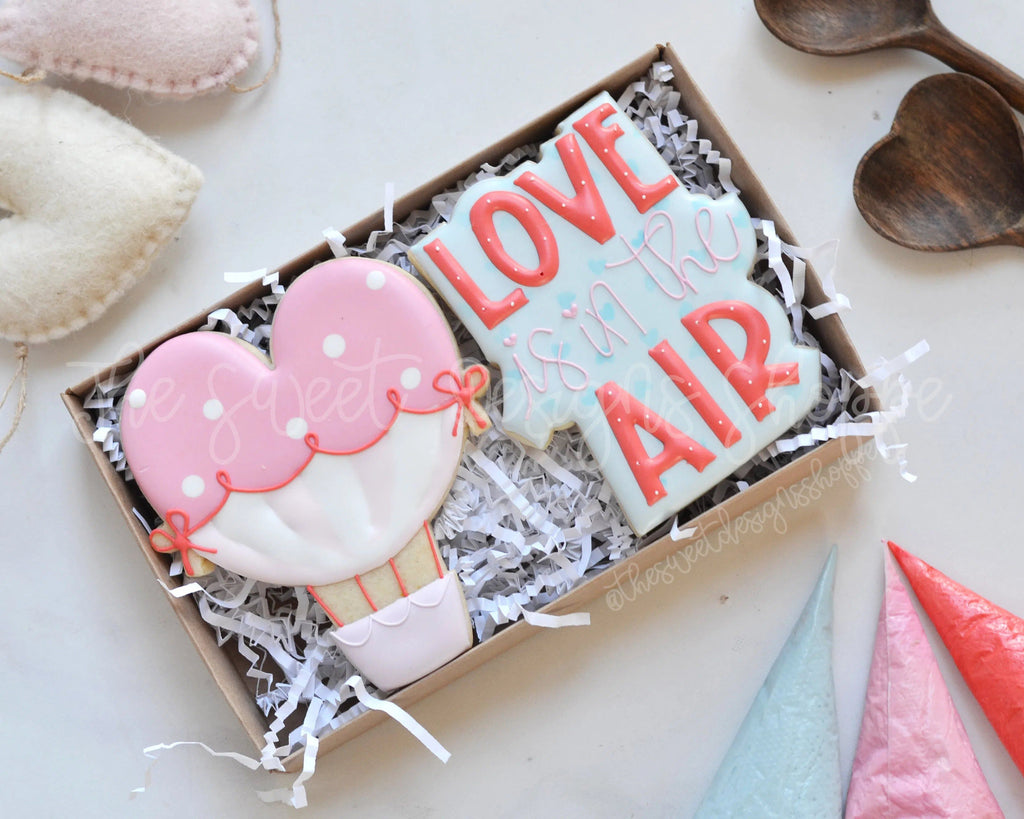 Cookie Cutters - Hot Air Balloon and Love is in the Air Plaque Set - 2 Piece Set - Cookie Cutters - The Sweet Designs Shoppe - - ALL, Cookie Cutter, Mini Set, Mini Sets, Promocode, regular sets, set, sets, valentine, valentines