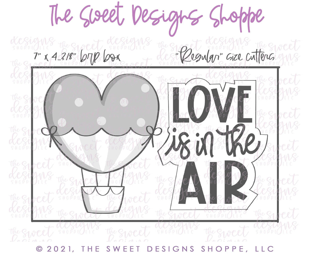 Cookie Cutters - Hot Air Balloon and Love is in the Air Plaque Set - 2 Piece Set - Cookie Cutters - The Sweet Designs Shoppe - TSDS - - ALL,Cookie Cutter,Mini Set,Mini Sets,Promocode,regular sets,set,sets,STL,valentine,valentines