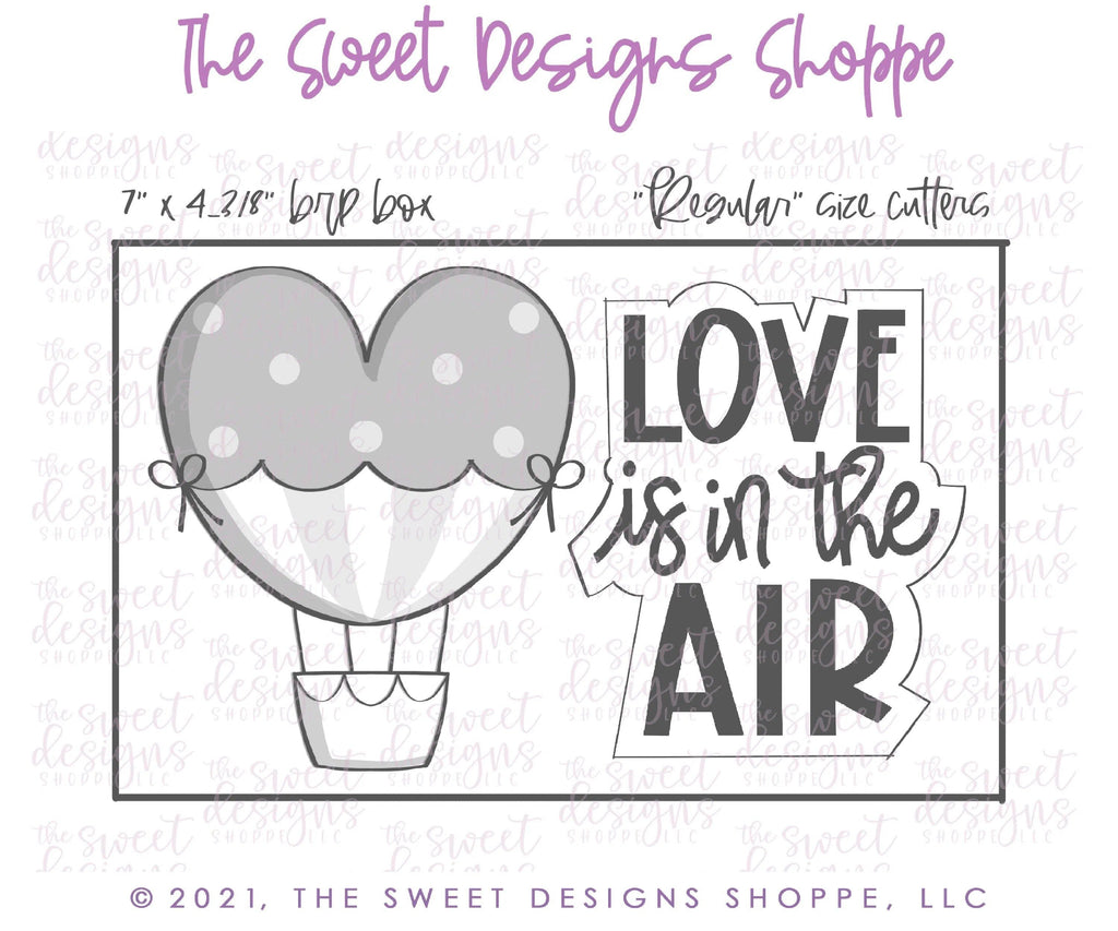 Cookie Cutters - Hot Air Balloon and Love is in the Air Plaque Set - 2 Piece Set - Cookie Cutters - The Sweet Designs Shoppe - - ALL, Cookie Cutter, Mini Set, Mini Sets, Promocode, regular sets, set, sets, valentine, valentines