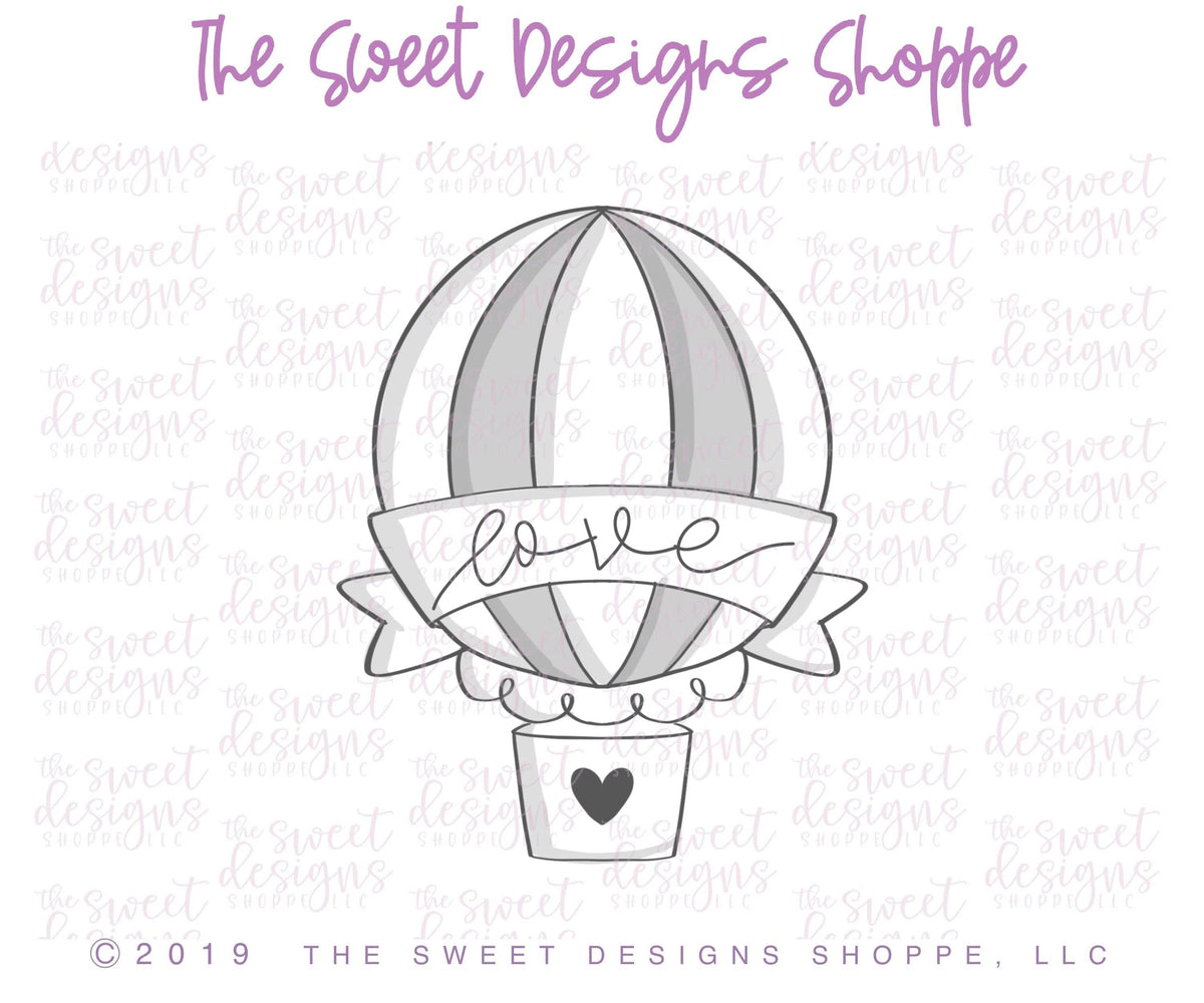 Cookie Cutters - Hot Air Balloon With Ribbon v2 - Cookie Cutter - The Sweet Designs Shoppe - TSDS - - ALL,balloon,Birthday,Cookie Cutter,Love,Miscelaneous,Party,Plaque,Promocode,STL,v2,valentine,Valentines