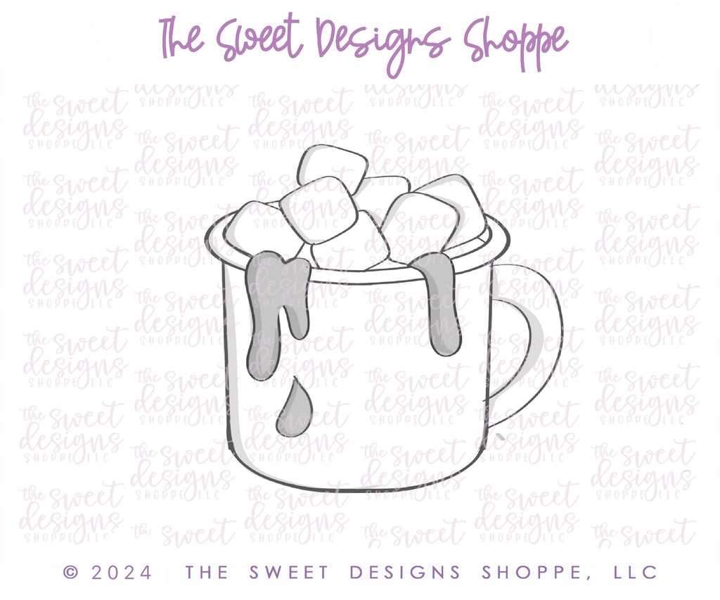Cookie Cutters - Hot Cocoa - Cookie Cutter - The Sweet Designs Shoppe - TSDS - - ALL,beverage,beverages,chocolate,chrismtas beverage,Cookie Cutter,drink,Food & Beverages,hot chocolate,hot cocoa,Promocode,STL,Sweets,valentine,Valentine's