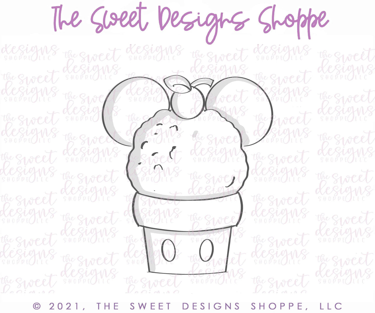 Cookie Cutters - Ice Cream A Theme Park Snack - Cookie Cutter - The Sweet Designs Shoppe - TSDS - - ALL,Birthday,cone,Cookie Cutter,Food,Food and Beverage,Food beverages,icecream,kids,Kids / Fantasy,mouse,Promocode,STL,summer,Sweet,Sweets,Theme Park,Travel