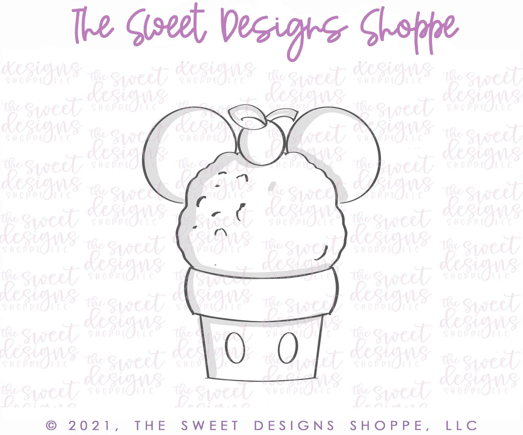 Cookie Cutters - Ice Cream A Theme Park Snack - Cookie Cutter - The Sweet Designs Shoppe - TSDS - - ALL,Birthday,cone,Cookie Cutter,Food,Food and Beverage,Food beverages,icecream,kids,Kids / Fantasy,mouse,Promocode,summer,Sweet,Sweets,Theme Park,Travel