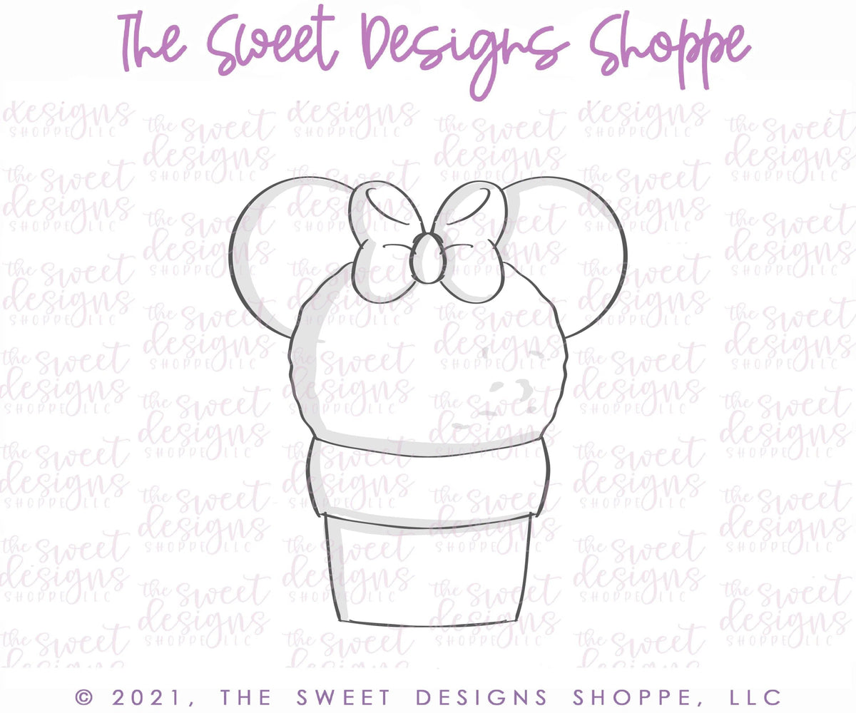 Cookie Cutters - Ice Cream B Theme Park Snack - Cookie Cutter - The Sweet Designs Shoppe - TSDS - - ALL,Birthday,cone,Cookie Cutter,Food,Food and Beverage,Food beverages,icecream,kids,Kids / Fantasy,mouse,Promocode,STL,summer,Sweet,Sweets,Theme Park,Travel