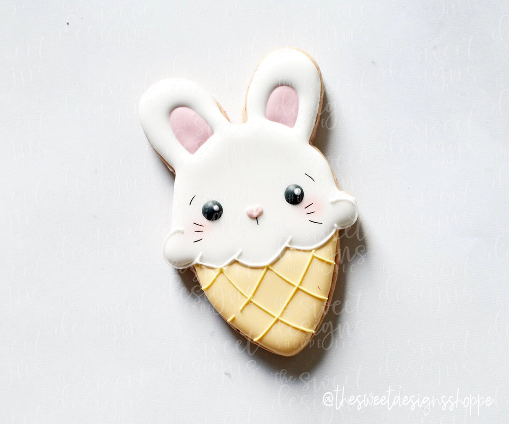 Cookie Cutters - Ice Cream Bunny - Cookie Cutter - The Sweet Designs Shoppe - - ALL, Animal, Animals, Animals and Insects, cone, Cookie Cutter, easter, Easter / Spring, Food, Food and Beverage, Food beverages, icecream, Promocode, summer, Sweet, Sweets, valentine, valentines