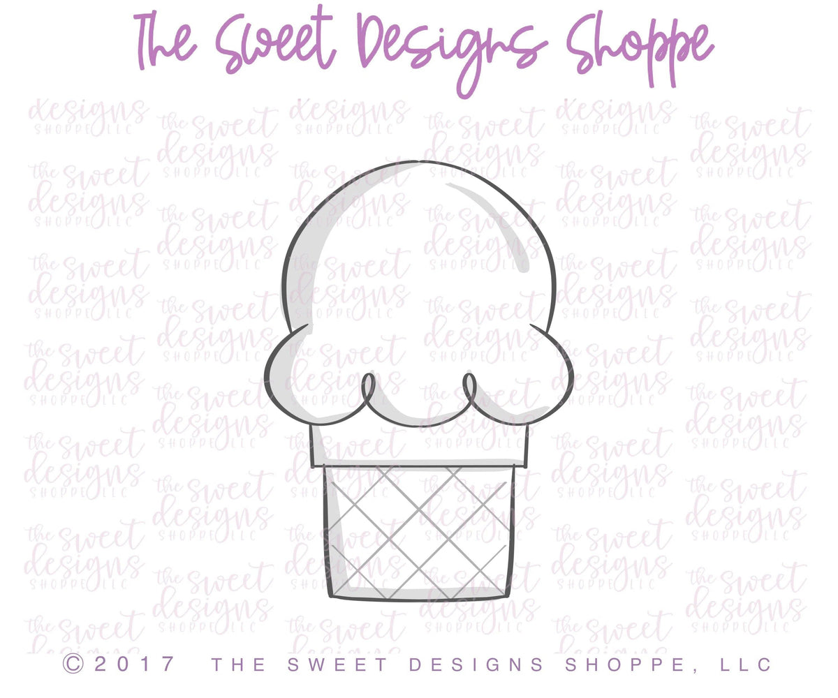 Cookie Cutters - Ice Cream Cone v2- Cookie Cutter - The Sweet Designs Shoppe - TSDS - - 4th,4th July,4th of July,ALL,Birthday,cone,Cookie Cutter,Food,Food & Beverages,Food and Beverage,fourth of July,Ice Cream,icecream,Independence,Patriotic,Patriotric,Promocode,STL,summer,Sweets,USA,v2,valentine,valentines