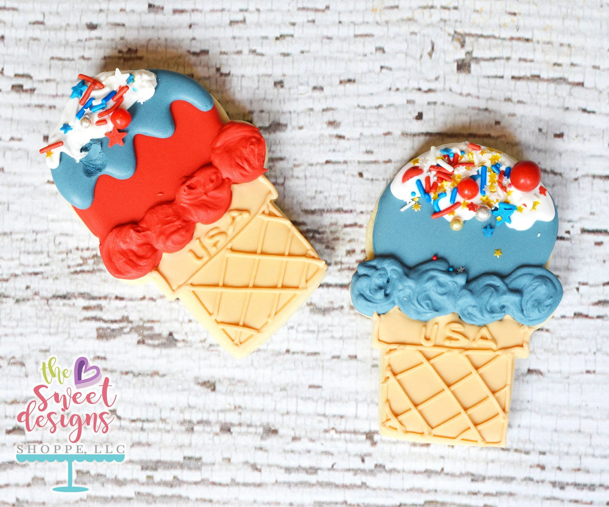 Cookie Cutters - Ice Cream Cone v2- Cookie Cutter - The Sweet Designs Shoppe - TSDS - - 4th,4th July,4th of July,ALL,Birthday,cone,Cookie Cutter,Food,Food & Beverages,Food and Beverage,fourth of July,Ice Cream,icecream,Independence,Patriotic,Patriotric,Promocode,STL,summer,Sweets,USA,v2,valentine,valentines