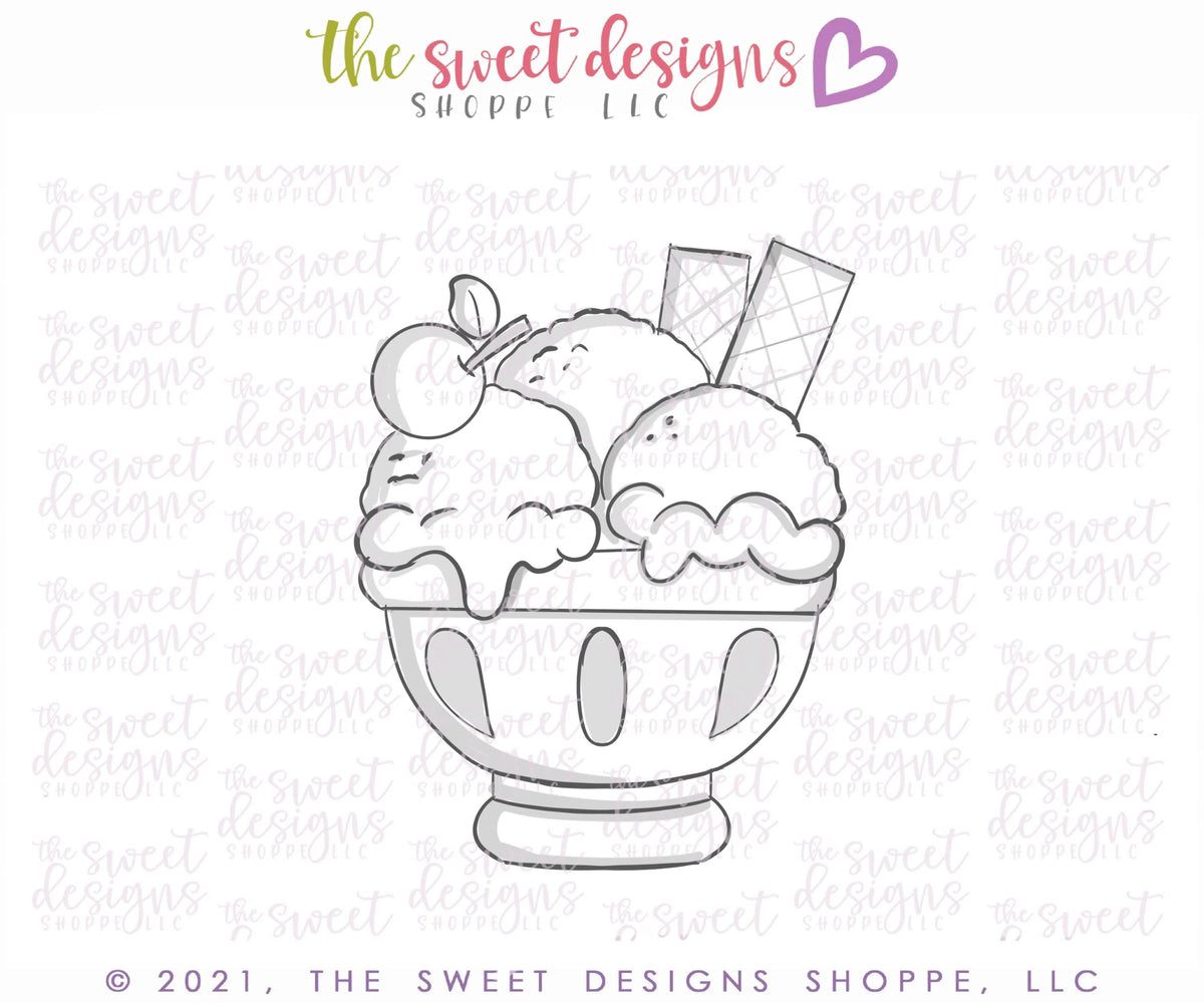 Cookie Cutters - Ice Cream Glass with Cherry - Cookie Cutter - The Sweet Designs Shoppe - TSDS - - 4th,4th July,4th of July,ALL,Birthday,cone,Cookie Cutter,Food,Food and Beverage,Food beverages,icecream,Patriotic,Patriotric,Promocode,STL,summer,Sweet,Sweets,USA,valentines