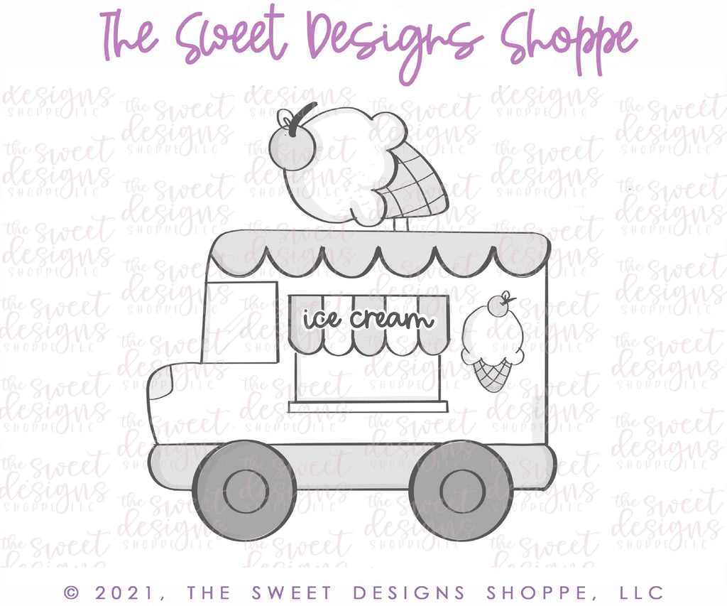Cookie Cutters - Ice Cream Truck - Cookie Cutter - The Sweet Designs Shoppe - TSDS - - ALL,Birthday,cone,Cookie Cutter,Food,Food and Beverage,Food beverages,icecream,kid,kids,Kids / Fantasy,Promocode,STL,Sweet,Sweets,transportation,valentine,valentines