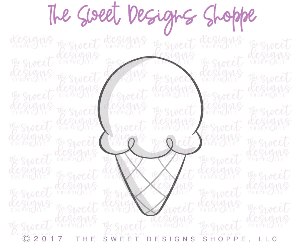 Cookie Cutters - Ice Cream Waffle v2- Cookie Cutter - The Sweet Designs Shoppe - TSDS - - ALL,cone,Cookie Cutter,Food,Food & Beverages,icecream,Luau,Party,Promocode,summer,valentine,valentines