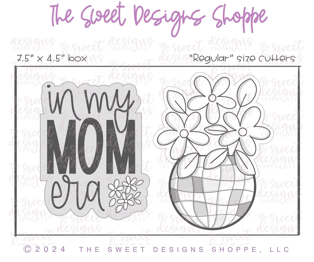 Cookie Cutters - in my Mom ERA Plaque & Disco Pot - Cookie Cutter Set - Set of 2 Cookie Cutters - Sweet Designs Shoppe - - ALL, Cookie Cutter, graduations, MOM, Mom Plaque, mother, Mothers Day, Plaque, Plaques, PLAQUES HANDLETTERING, Promocode, regular sets, set, Swifties, Swifts, Taylor Swift, Taylor Swift Inspired