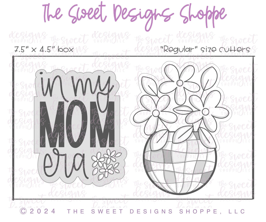 Cookie Cutters - in my Mom ERA Plaque & Disco Pot - Cookie Cutter Set - Set of 2 Cookie Cutters - Sweet Designs Shoppe - - ALL, Cookie Cutter, graduations, MOM, Mom Plaque, mother, Mothers Day, new, Plaque, Plaques, PLAQUES HANDLETTERING, Promocode, regular sets, set, Swifties, Swifts, Taylor Swift, Taylor Swift Inspired