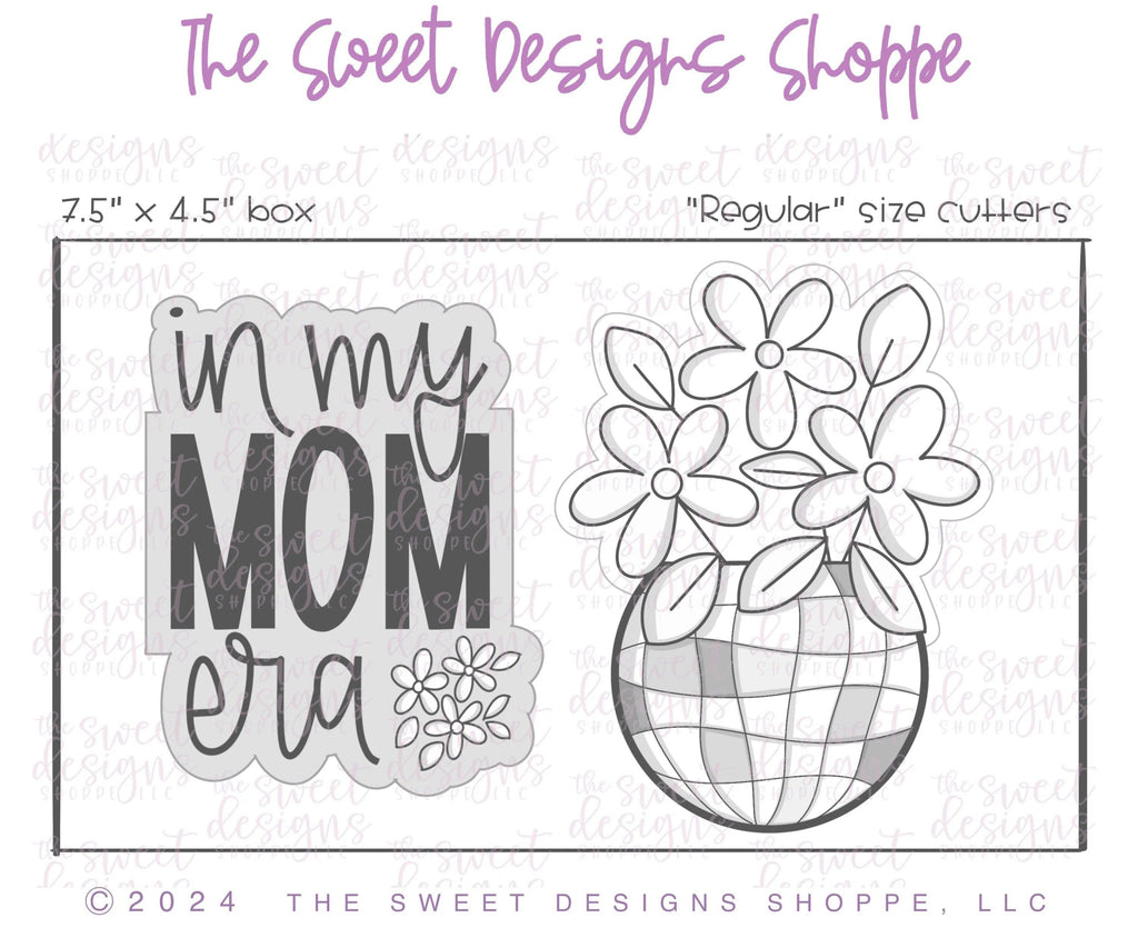 Cookie Cutters - in my Mom ERA Plaque & Disco Pot - Cookie Cutter Set - Set of 2 Cookie Cutters - The Sweet Designs Shoppe - - ALL, Cookie Cutter, graduations, MOM, Mom Plaque, mother, Mothers Day, Plaque, Plaques, PLAQUES HANDLETTERING, Promocode, regular sets, set, Swifties, Swifts, Taylor Swift, Taylor Swift Inspired