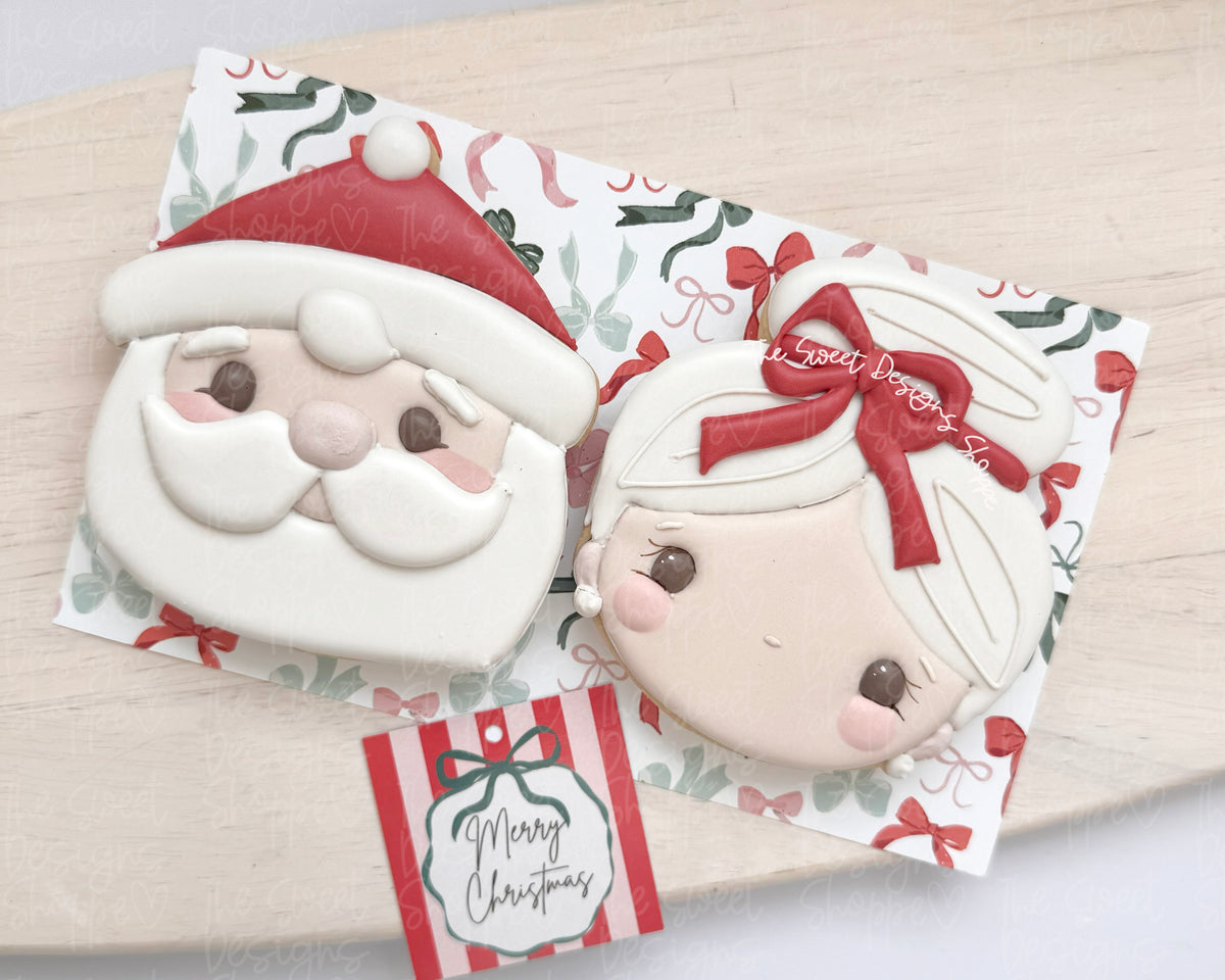 Cookie Cutters - Jolly Santa & Sweet Mrs. Claus Face Cookie Cutter Set - Set of 2 - Cookie Cutters - The Sweet Designs Shoppe - TSDS - - ALL,Christmas,Christmas / Winter,claus,clause,Cookie Cutter,Mrs Claus,MRS Clause,MrsClaus,MrsClausFace,new,Promocode,regular sets,Santa,Santa Claus,set,STL