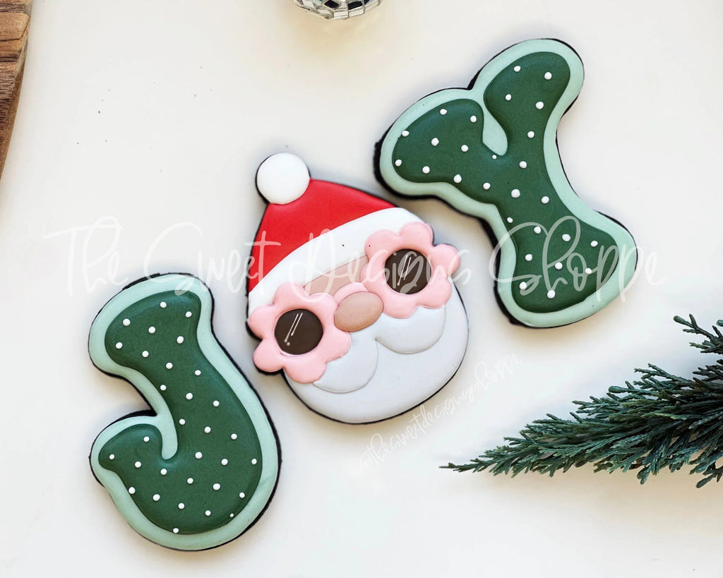 Cookie Cutters - JOY Groovy Santa Set - Set of 3 - Cookie Cutters - The Sweet Designs Shoppe - TSDS - - ALL,Christmas,Christmas / Winter,Christmas Cookies,Cookie Cutter,Fall,groovy,Mini Set,Mini Sets,Promocode,regular sets,Retro,set,sets