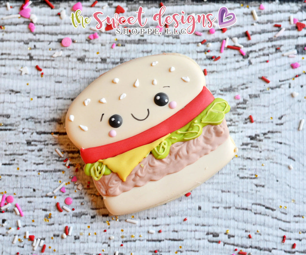 Cookie Cutters - Kawaii Burger v2- Cookie Cutter - The Sweet Designs Shoppe - - 4th, 4th July, 4th of July, ALL, Cookie Cutter, Food, Food and Beverage, Food beverages, Fruits and Vegetables, hamburger, Patriotic, Pizza, Promocode, Pun, USA, Valentines