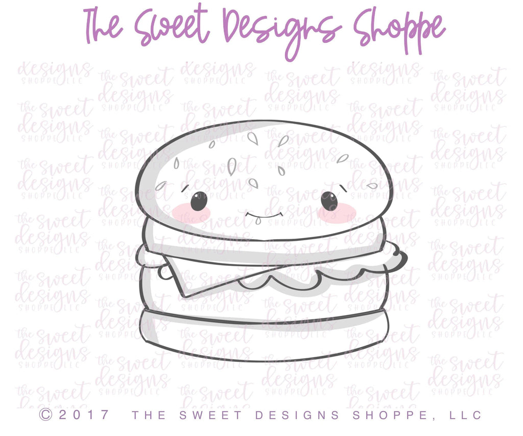 Cookie Cutters - Kawaii Burger v2- Cookie Cutter - The Sweet Designs Shoppe - TSDS - - 4th,4th July,4th of July,ALL,Cookie Cutter,Food,Food and Beverage,Food beverages,Fruits and Vegetables,hamburger,Patriotic,Pizza,Promocode,Pun,USA,Valentines