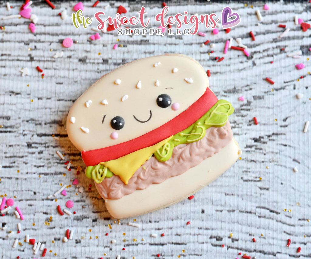 Cookie Cutters - Kawaii Burger v2- Cookie Cutter - The Sweet Designs Shoppe - TSDS - - 4th,4th July,4th of July,ALL,Cookie Cutter,Food,Food and Beverage,Food beverages,Fruits and Vegetables,hamburger,Patriotic,Pizza,Promocode,Pun,USA,Valentines