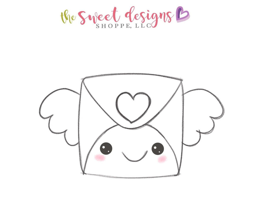 Cookie Cutters - Kawaii Envelope with Wings - Cookie Cutter - The Sweet Designs Shoppe - - ALL, Cookie Cutter, Envelope, Hearts, Love, Miscellaneous, Promocode, Valentines