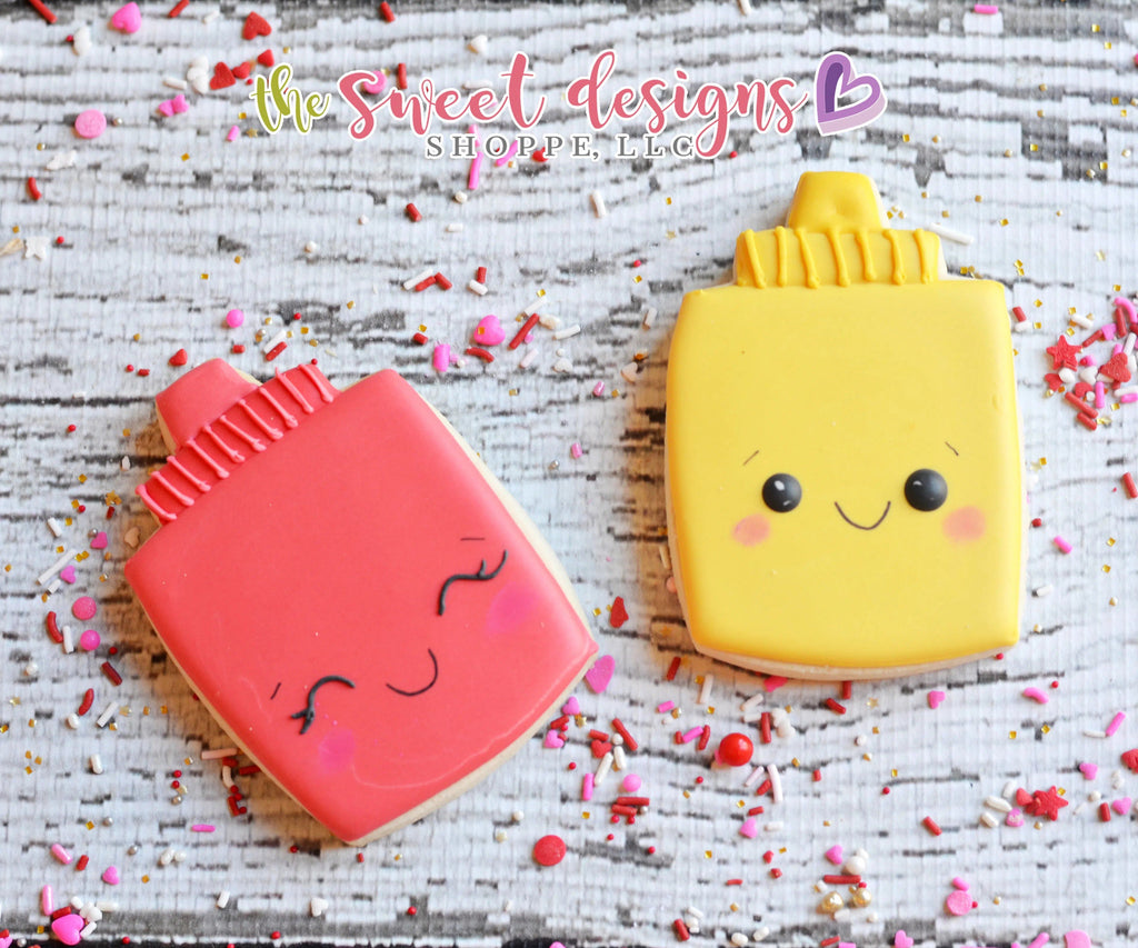 Cookie Cutters - Kawaii Ketcup and Mustard v2- Cookie Cutter - The Sweet Designs Shoppe - - 4th, 4th July, 4th of July, ALL, Cookie Cutter, Couple, Couples, Food, Food & Beverages, Fries, Ketchup, Mustard, Patriotic, Promocode, USA, Valentines