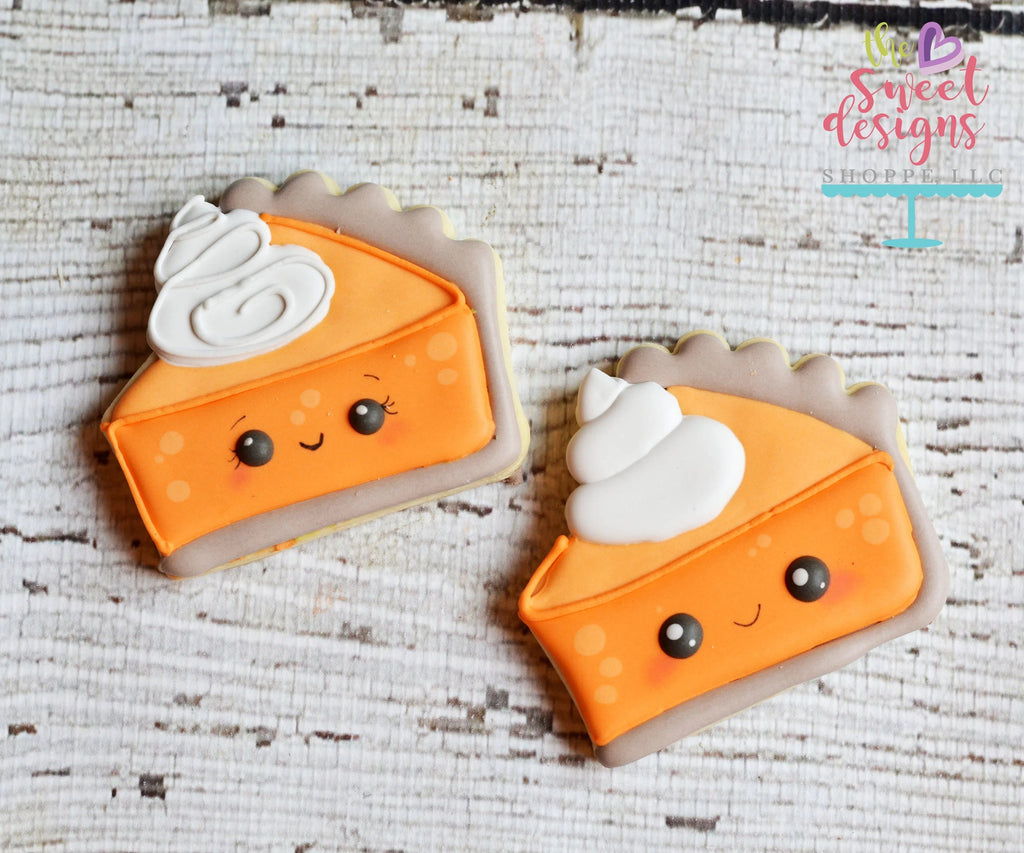 Cookie Cutters - Kawaii Pumpkin Pie Slice v2- Cookie Cutter - The Sweet Designs Shoppe - TSDS - - ALL,Autumn,Cookie Cutter,Fall,Fall / Halloween,Fall / Thanksgiving,Food,Food & Beverages,Halloween,Pie,Promocode,Pumpkin,Pumpkin Spice,sweets,thanksgiving