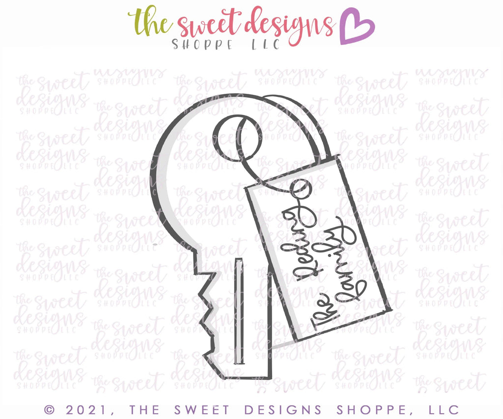 Cookie Cutters - Key with Tag - Cookie Cutter - The Sweet Designs Shoppe - - ALL, Cookie Cutter, home, House, Misc, Miscelaneous, Miscellaneous, Plaque, Plaques, PLAQUES HANDLETTERING, Promocode, Real Estate, RealEstate