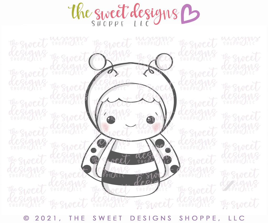Cookie Cutters - Kid with Ladybug Costume - Cookie Cutter - Sweet Designs Shoppe - - ALL, Animal, Animals, Animals and Insects, Cookie Cutter, Easter, Easter / Spring, Fall Halloween, halloween, Halloween / Fall / Thanksgiving, insect, Insects, Kids / Fantasy, Nature, Promocode, Spring, valentine, valentines, wobble, Wobbly