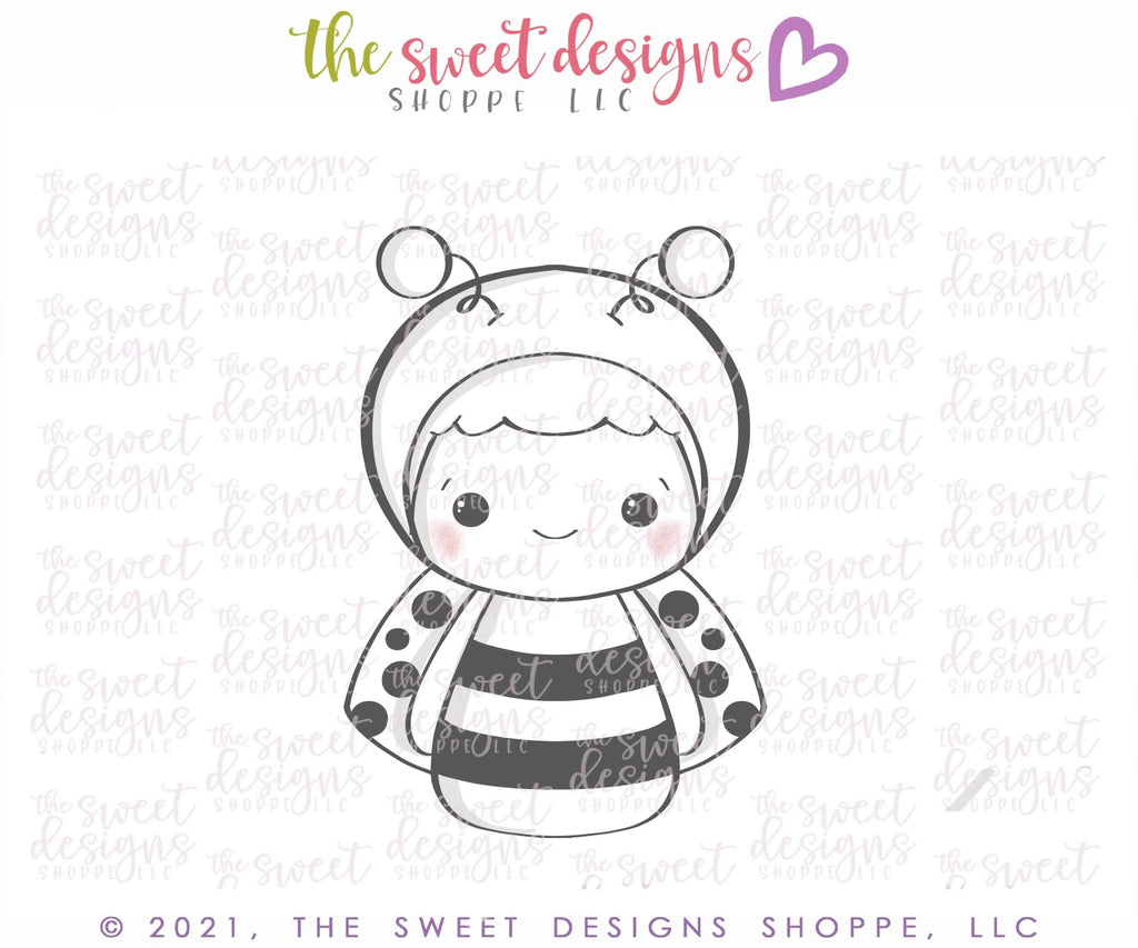 Cookie Cutters - Kid with Ladybug Costume - Cookie Cutter - The Sweet Designs Shoppe - - ALL, Animal, Animals, Animals and Insects, Cookie Cutter, Easter, Easter / Spring, Fall Halloween, halloween, Halloween / Fall / Thanksgiving, insect, Insects, Kids / Fantasy, Nature, Promocode, Spring, valentine, valentines, wobble, Wobbly