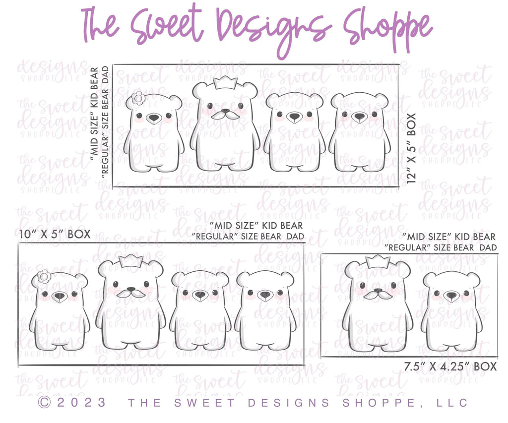 Cookie Cutters - King Dad Bear & Kids Cookie Cutters Set - Set of 3 - Cookie Cutters - The Sweet Designs Shoppe - TSDS - - ALL,Animal,Animals,Animals and Insects,Cookie Cutter,dad,Father,father's day,grandfather,Lettering,Mini Sets,Plaque,Plaques,PLAQUES HANDLETTERING,Promocode,regular sets,set,STL,text