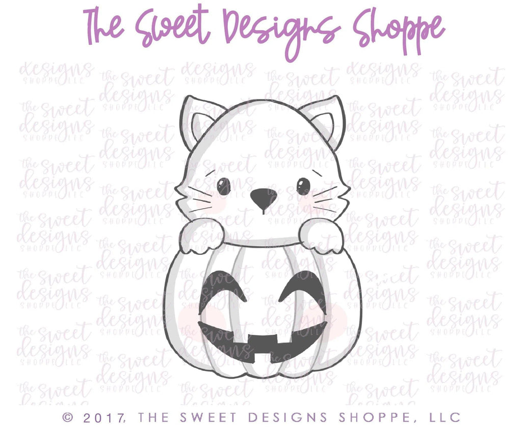 Cookie Cutters - Kitty in Pumpkin v2- Cookie Cutter - The Sweet Designs Shoppe - - ALL, Animal, Cat, Cookie Cutter, Fall / Halloween, Halloween, Kitty, Promocode, Pumpkin, trick or treat