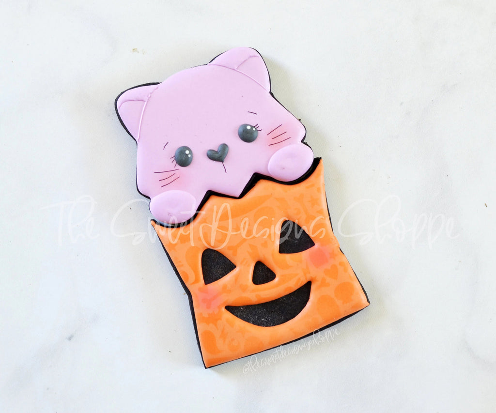 Cookie Cutters - Kitty in Trick or Treat Bag Set - Set of 2 - Cookie Cutters - Sweet Designs Shoppe - - ALL, Cookie Cutter, halloween, Halloween set, Halloween Sets, Mini Sets, Promocode, regular sets, set