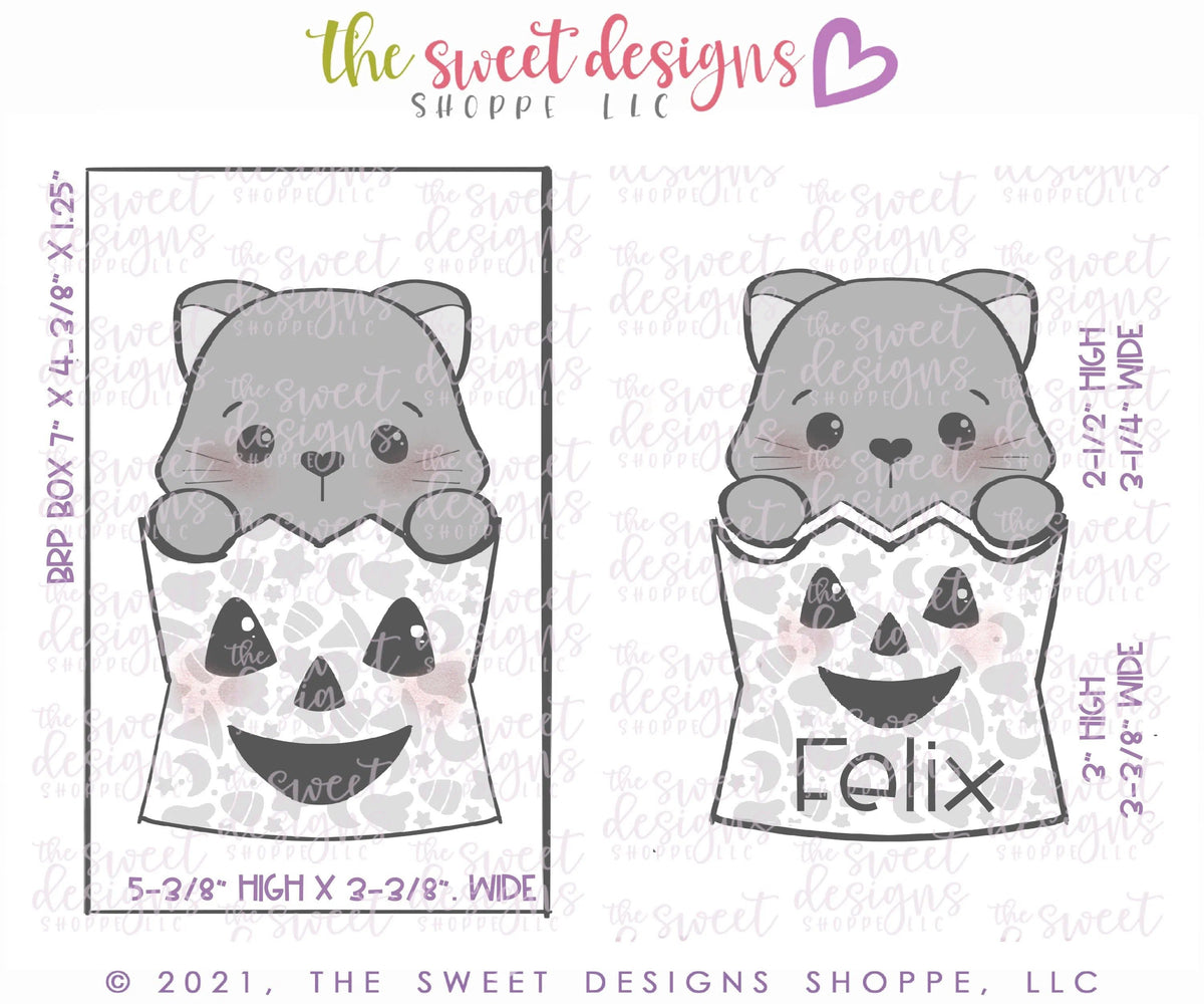 Cookie Cutters - Kitty in Trick or Treat Bag Set - Set of 2 - Cookie Cutters - The Sweet Designs Shoppe - TSDS - - ALL,Cookie Cutter,halloween,Halloween set,Halloween Sets,Mini Sets,Promocode,regular sets,set