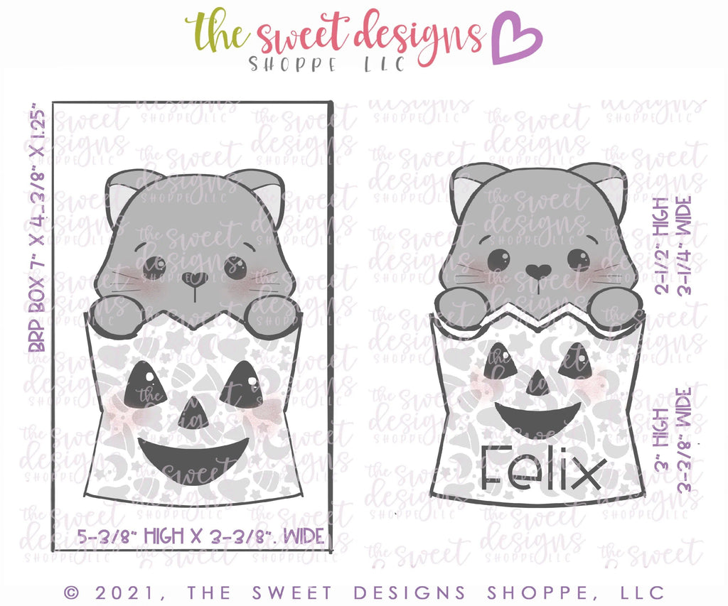 Cookie Cutters - Kitty in Trick or Treat Bag Set - Set of 2 - Cookie Cutters - The Sweet Designs Shoppe - TSDS - - ALL,Cookie Cutter,halloween,Halloween set,Halloween Sets,Mini Sets,Promocode,regular sets,set