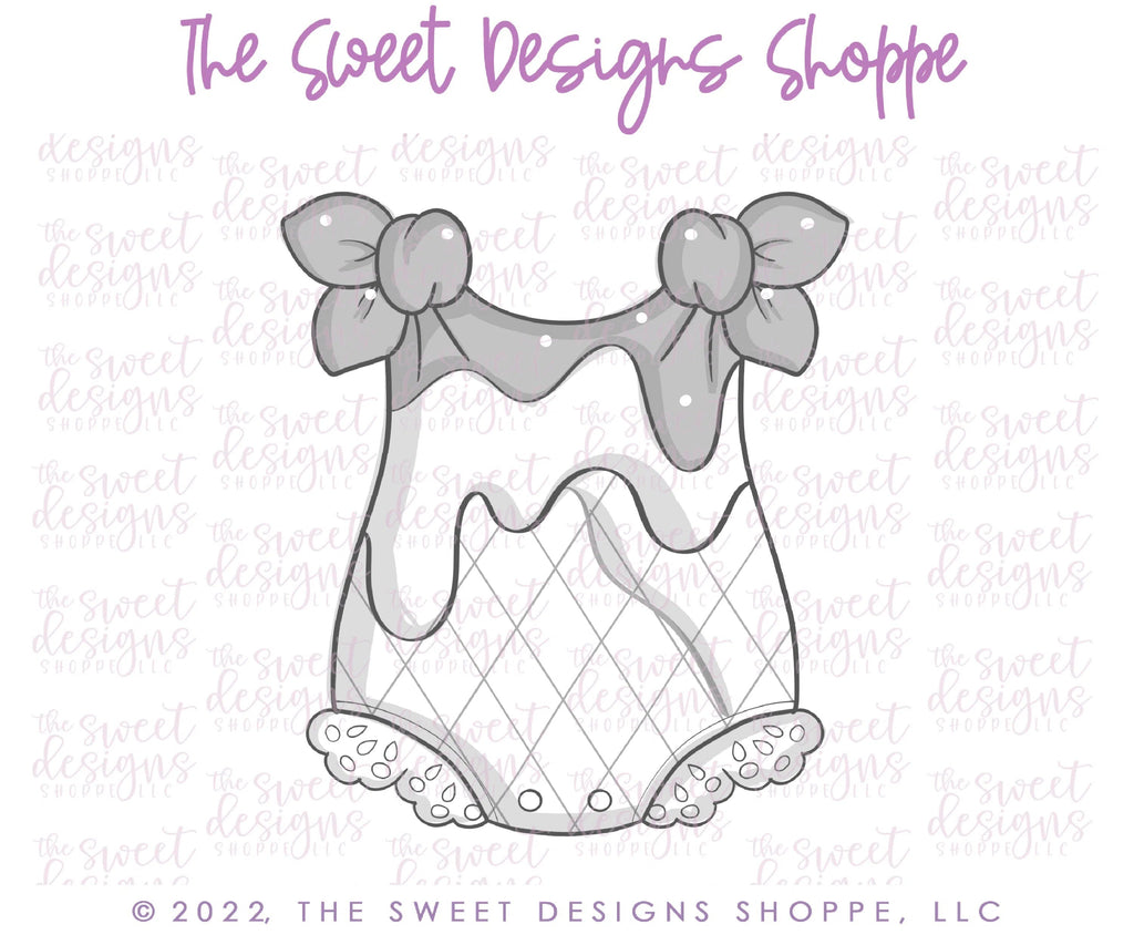 Cookie Cutters - Knotted Lace Baby Romper - Cookie Cutter - Sweet Designs Shoppe - - ALL, Baby, Baby / Kids, Baby Bib, Baby Bottle, Baby Boy, baby girl, babyclothes, babyshower, Cookie Cutter, Lady Milk Stache, Lady MilkStache, LadyMilkStache, Onesie, Promocode