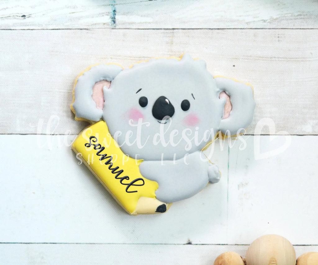 Cookie Cutters - Koala in Pencil - Cookie Cutter - Sweet Designs Shoppe - - ALL, Animal, back to school, Cookie Cutter, Grad, graduations, Promocode, School, School / Graduation, school collection 2019