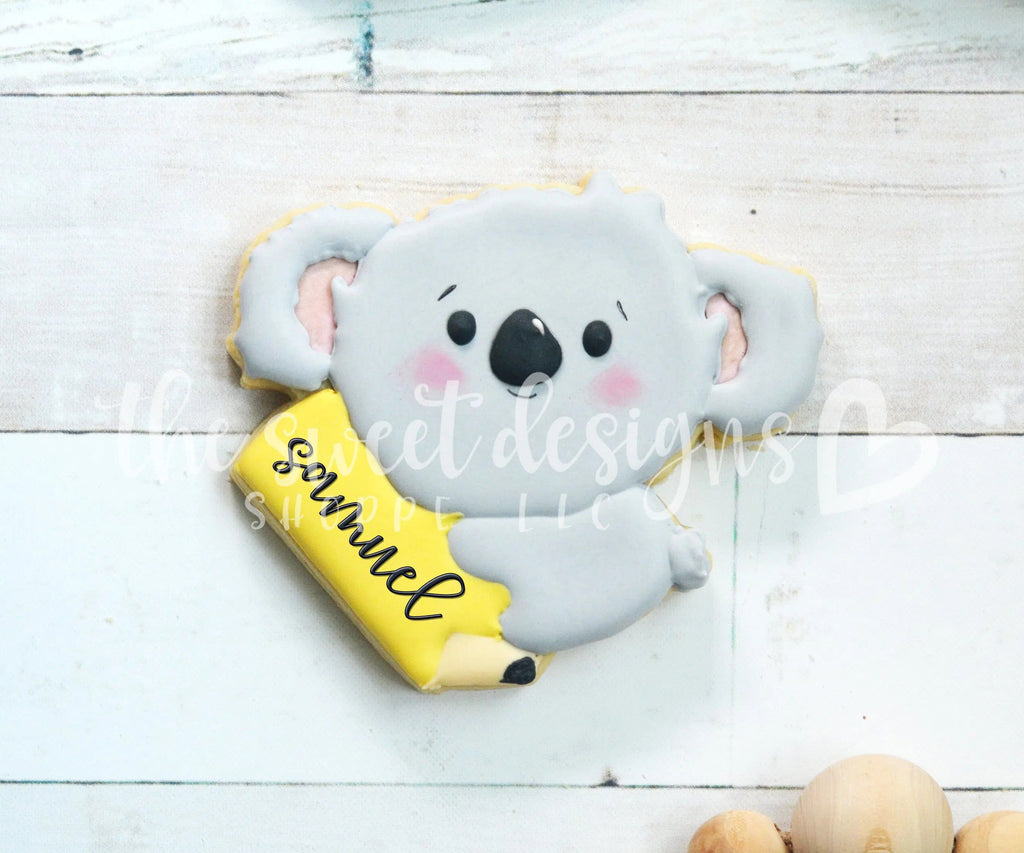 Cookie Cutters - Koala in Pencil - Cookie Cutter - The Sweet Designs Shoppe - - ALL, Animal, back to school, Cookie Cutter, Grad, graduations, Promocode, School, School / Graduation, school collection 2019