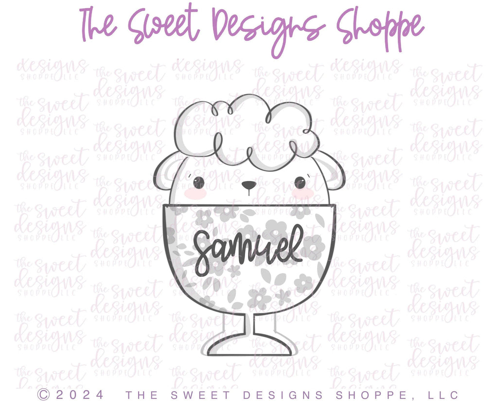 Cookie Cutters - Lamb in Egg Cup - Cookie Cutter - The Sweet Designs Shoppe - TSDS - - ALL,Animal,Animals,Animals and Insects,Cookie Cutter,easter,Easter / Spring,Food,Food and Beverage,Food beverages,Lamb,Promocode