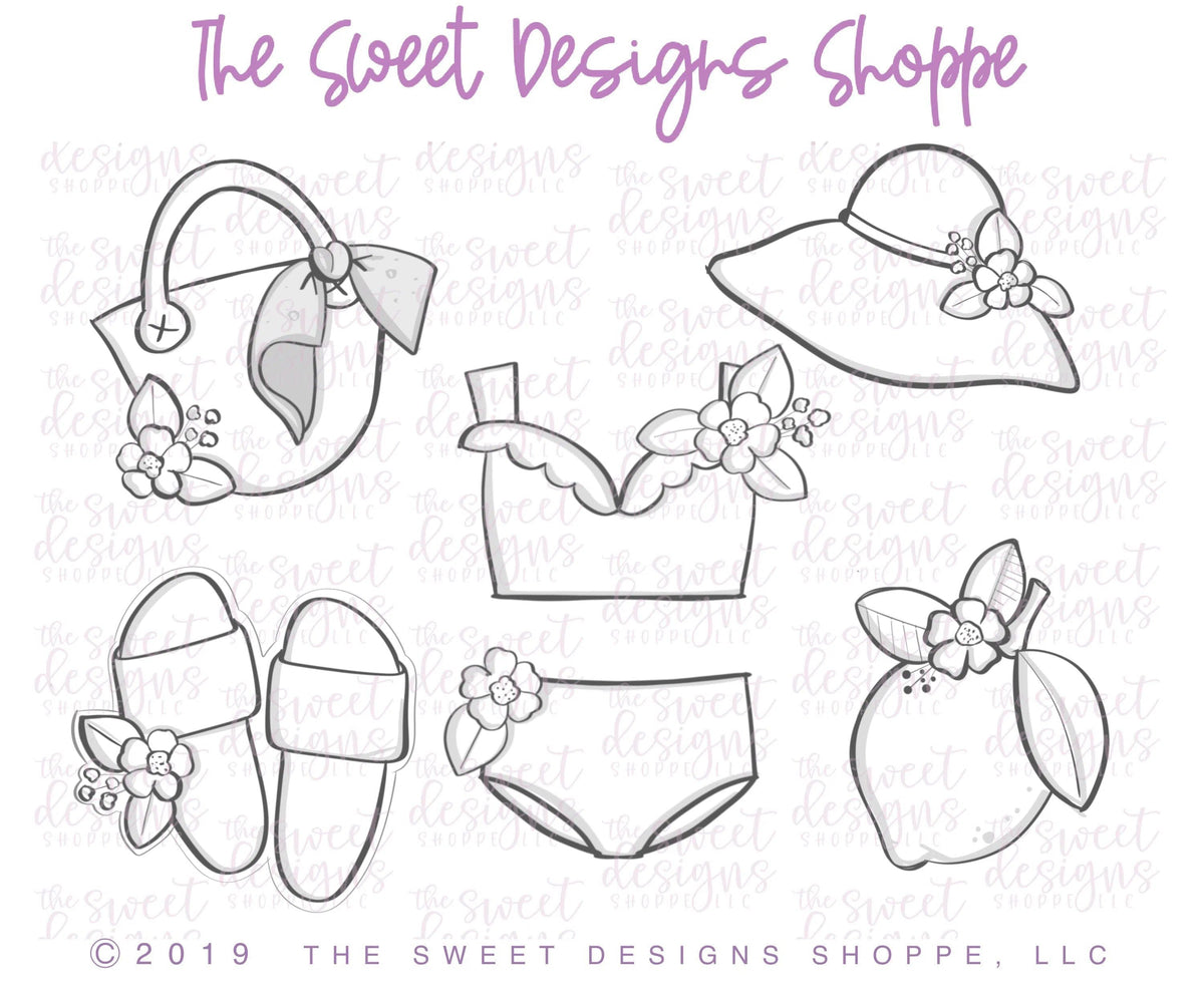 Cookie Cutters - Let's go Summer - Cookie Cutters Set - Set of 6 Cookie Cutters - The Sweet Designs Shoppe - TSDS - - Accesories,Accessories,accessory,ALL,beach,Clothing / Accessories,Cookie Cutter,fruity summer,Mini Sets,mother,mothers,Mothers Day,pool,pool party,Promocode,regular sets,set,STL,Summer,summer plaque