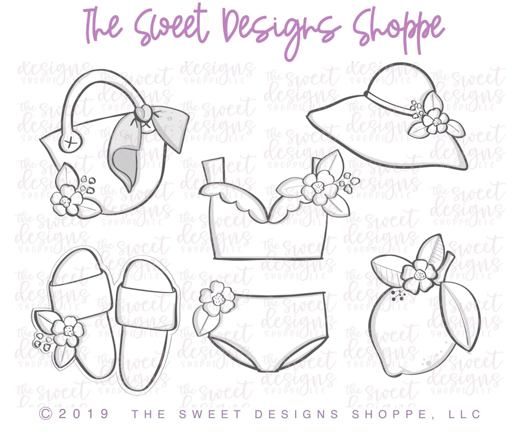 Cookie Cutters - Let's go Summer - Cookie Cutters Set - Set of 6 Cookie Cutters - The Sweet Designs Shoppe - TSDS - - Accesories,Accessories,accessory,ALL,beach,Clothing / Accessories,Cookie Cutter,fruity summer,Mini Sets,mother,mothers,Mothers Day,pool,pool party,Promocode,regular sets,set,STL,Summer,summer plaque