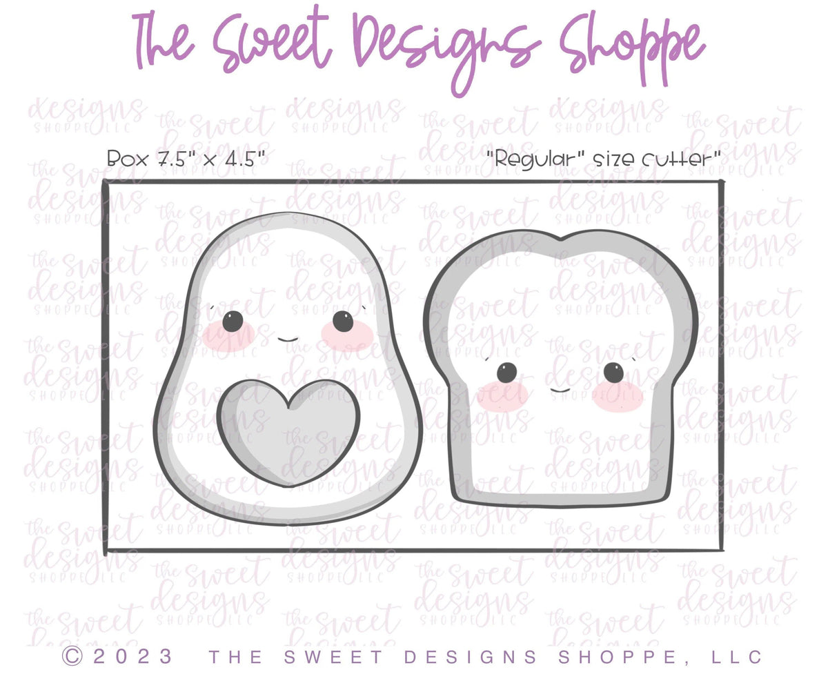 Cookie Cutters - Like Avocado & Toast Chubby Set - Set of 2 - Cookie Cutters - The Sweet Designs Shoppe - TSDS - - ALL,Cookie Cutter,Food,Food beverages,Fruits and Vegetables,Mini Sets,Plaque,Plaques,PLAQUES HANDLETTERING,Promocode,regular sets,set,STL,valentine,valentines,Vegetable