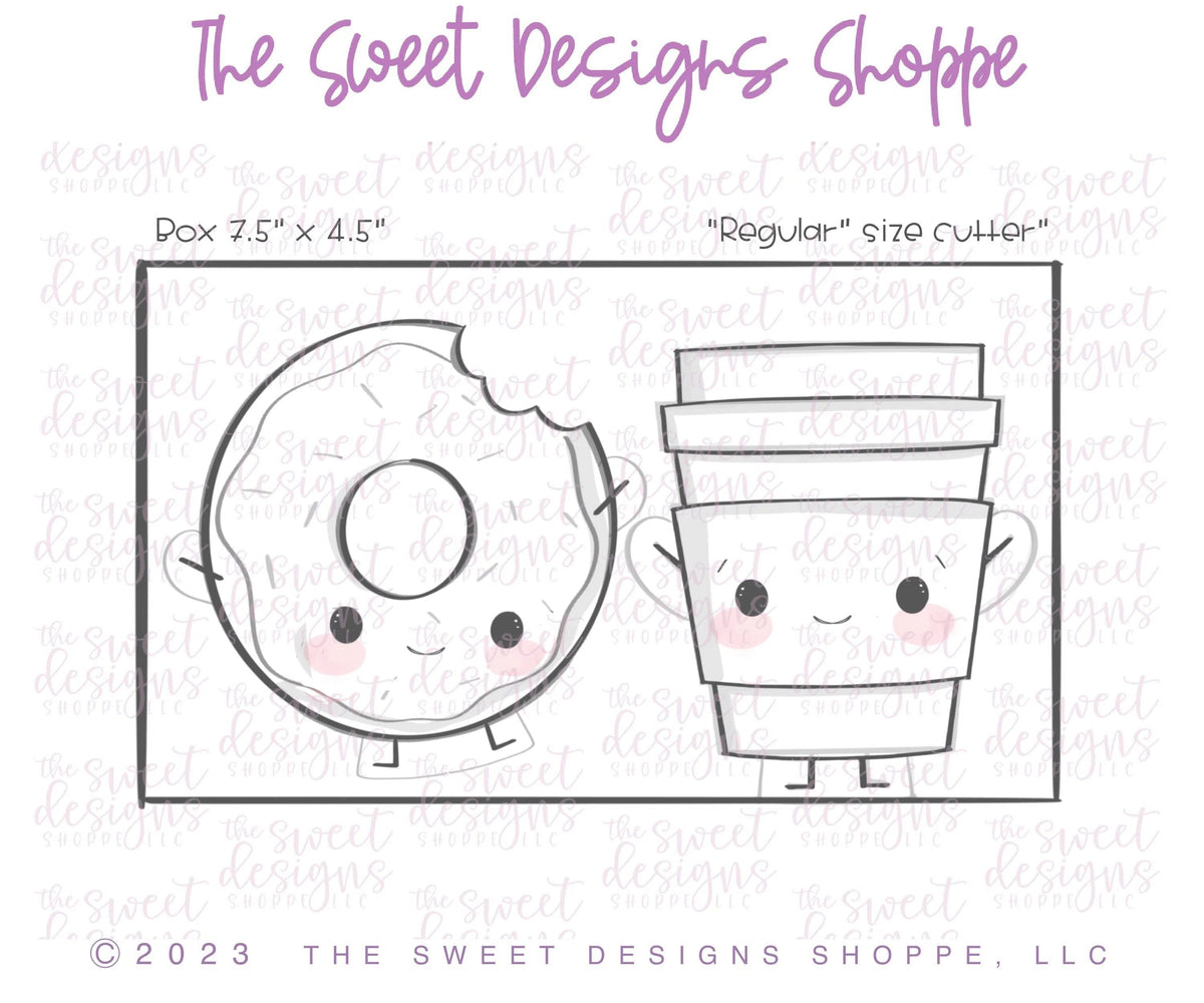 Cookie Cutters - Like Coffee and Donuts - Set of 2 - Cookie Cutters - The Sweet Designs Shoppe - TSDS - - ALL,Cookie Cutter,Food,Food beverages,Fruits and Vegetables,Mini Sets,Plaque,Plaques,PLAQUES HANDLETTERING,Promocode,regular sets,set,valentine,valentines,Vegetable